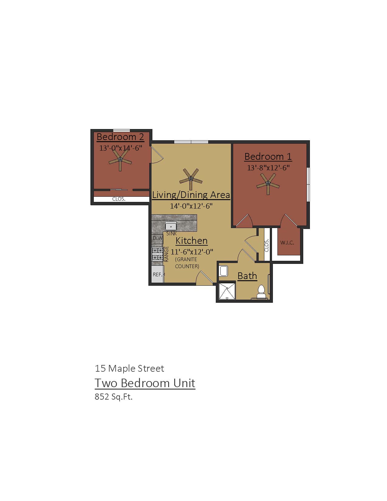2 Bedroom - 852 Sq Ft