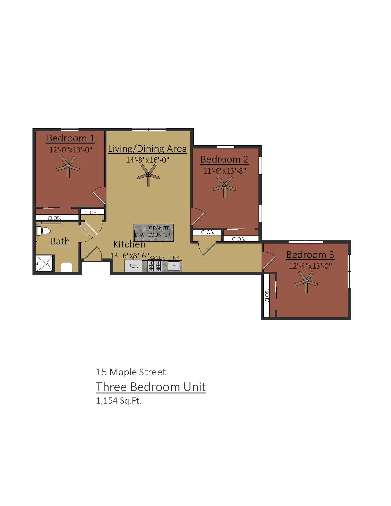 3 Bedroom - 1,154 Sq Ft