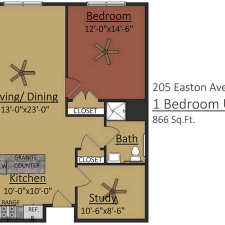 205 Easton Avenue 1 Bedroom Floor Plan