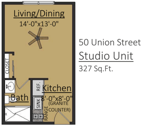50 Union Street Studio Floor Plan