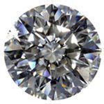 Round-cut diamond with facets reflecting light