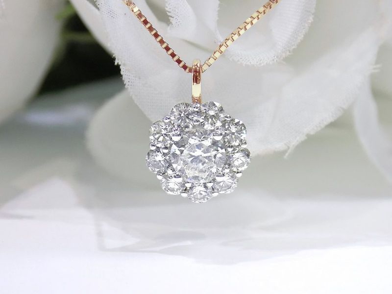 Diamond pendant on a gold chain