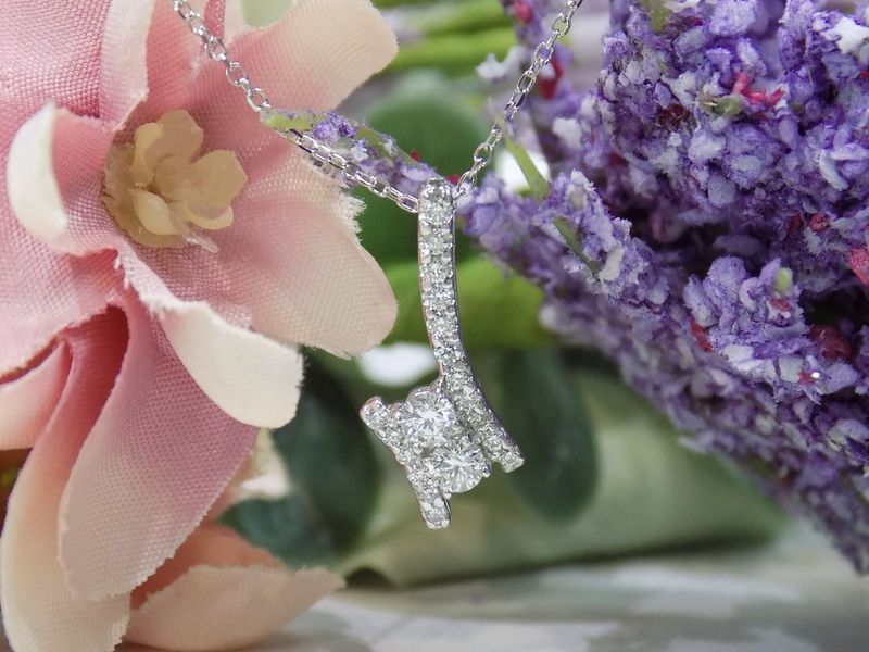 Diamond pendant necklace on a white gold chain