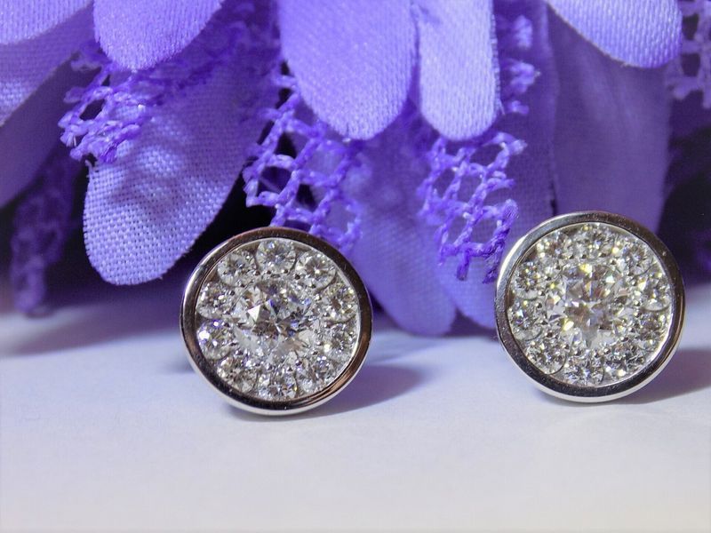 Pair of silver and rhinestone stud earrings