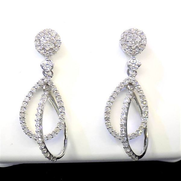 Diamond drop earrings with a small cluster top