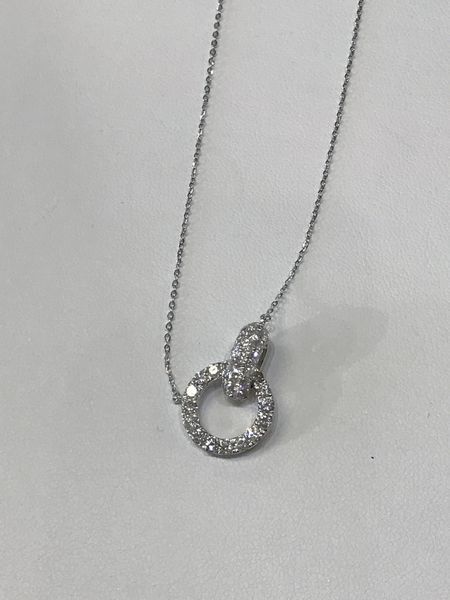 Silver necklace with a pendant of two interlocking rings