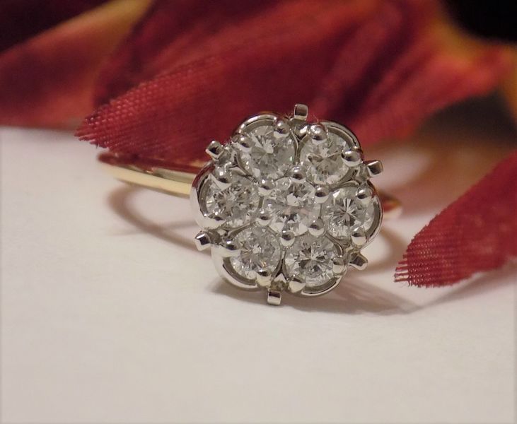 Diamond cluster engagement ring