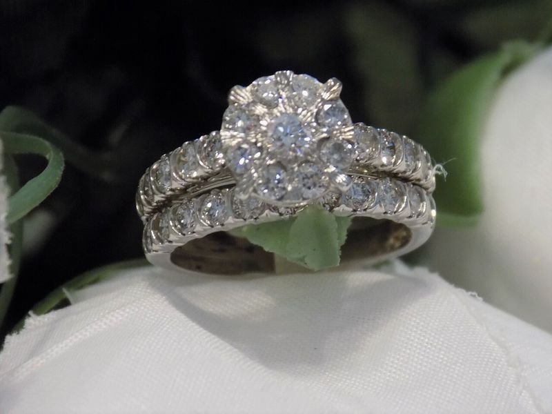 Diamond engagement ring with a matching band