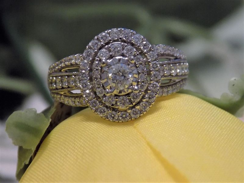 Diamond engagement ring with a halo design