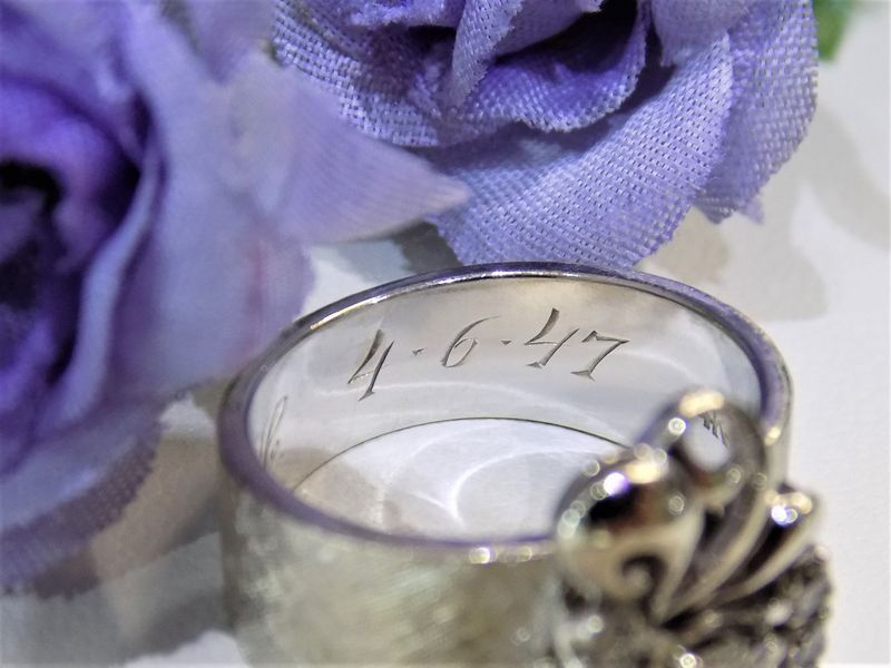 Silver ring with inscription
