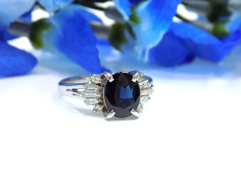 Sapphire ring with white gold band