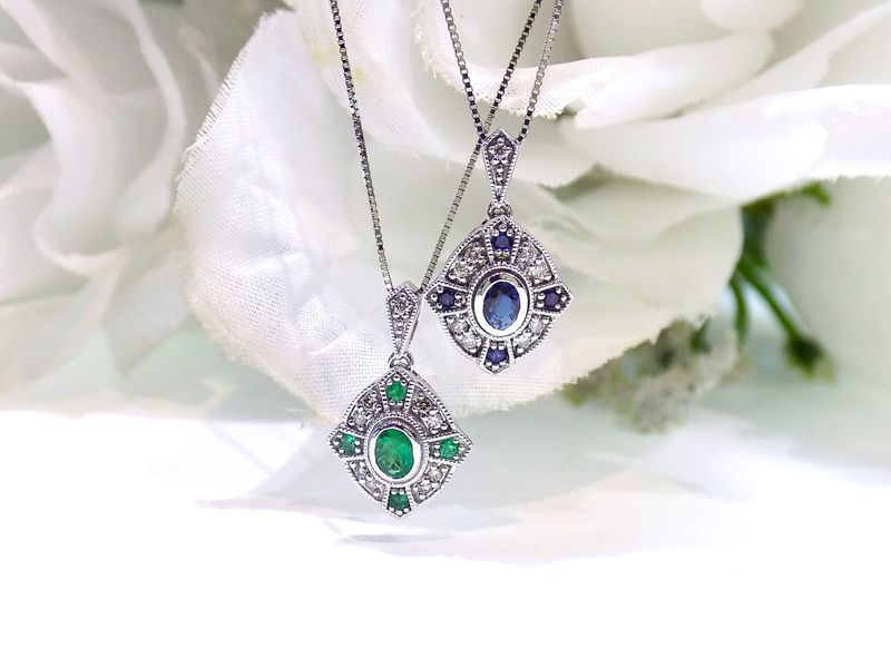 Two gemstone pendant necklaces