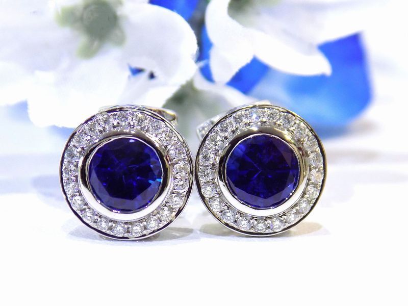 Pair of sapphire and diamond earrings