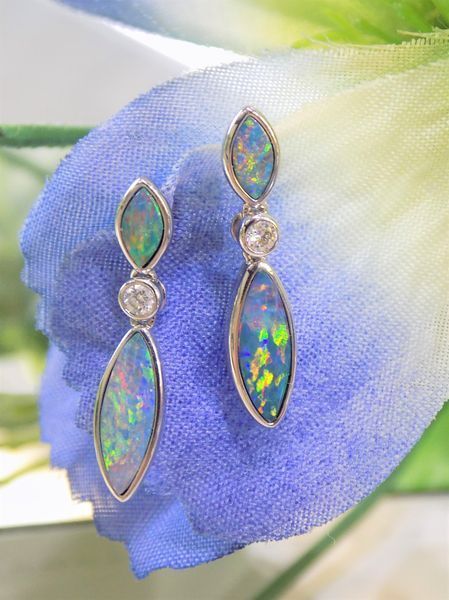 Opal and diamond drop earrings 