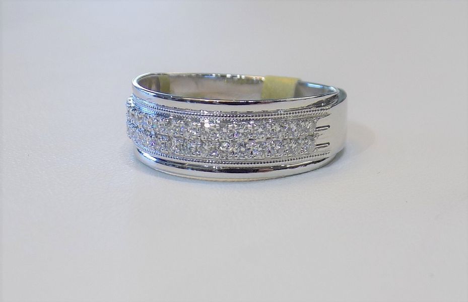 Silver ring with two rows of small