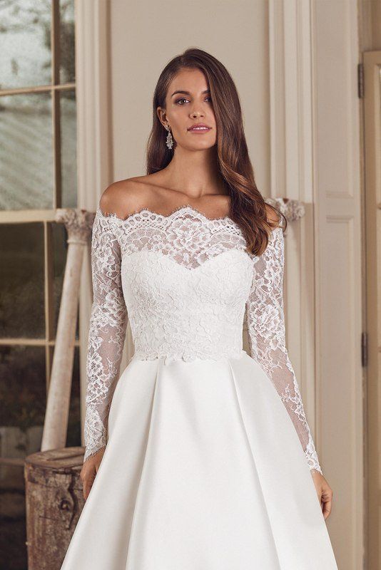 Justin Alexander wedding dress 8144 front close up jacket