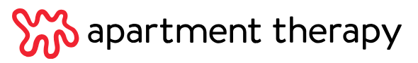 Apartment Therapy logo: red abstract design with the words 
