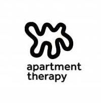 Black, blob-shaped logo above the words 