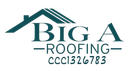 Logo for Big A Roofing, featuring a house graphic and company name, contact info below.