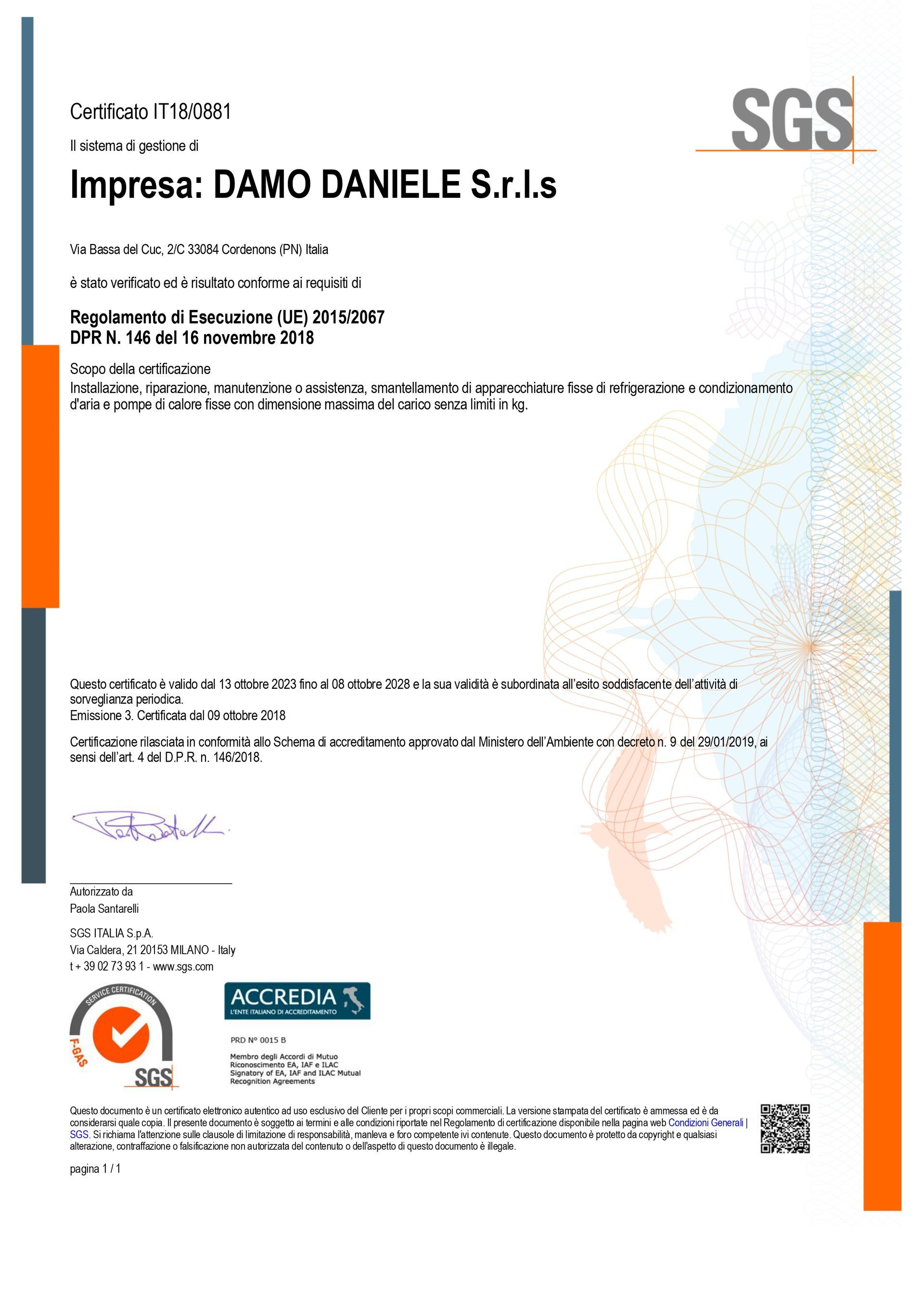 Sistema di gestione dei gas florurati:
F-GAS