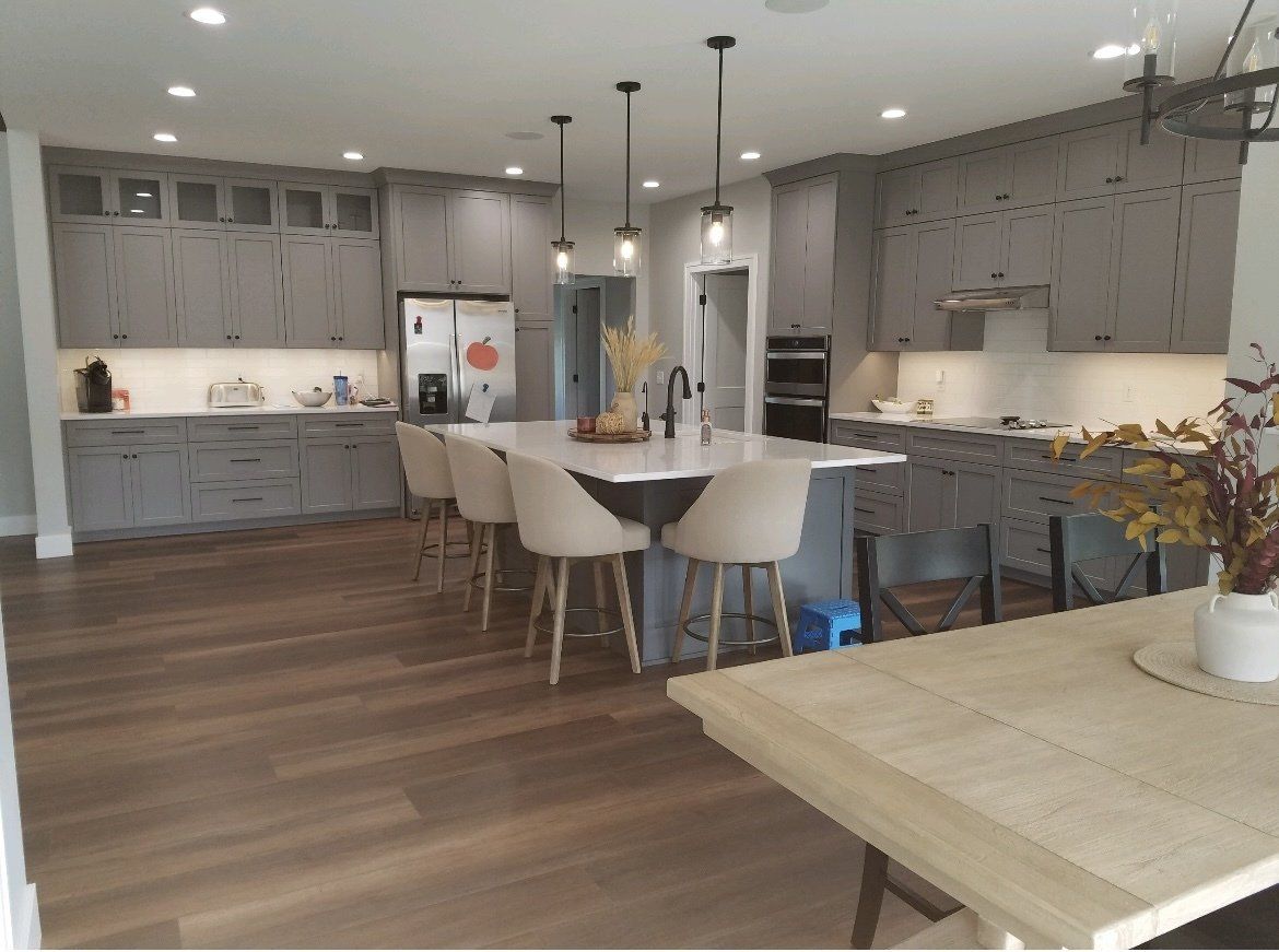 Kitchen with gray cabinets