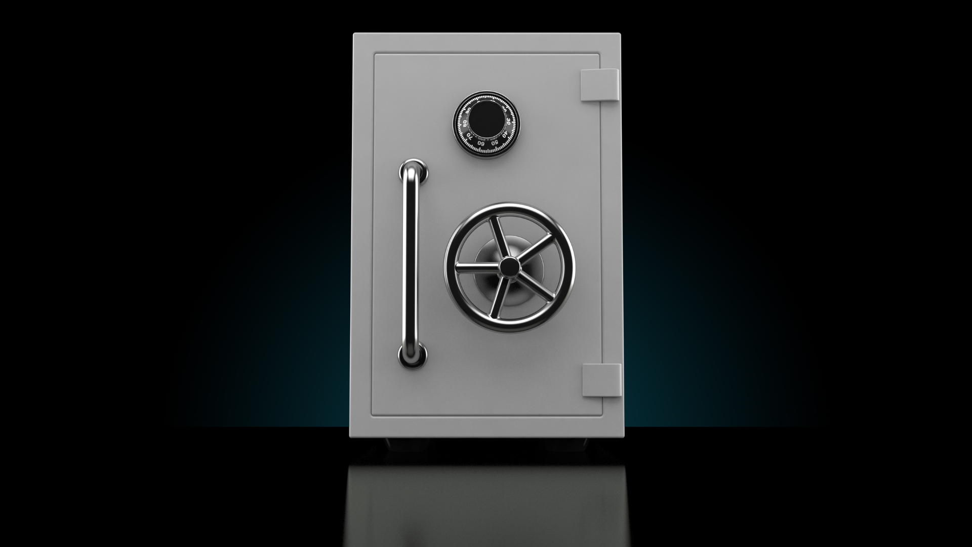 A person is opening a safe with a key