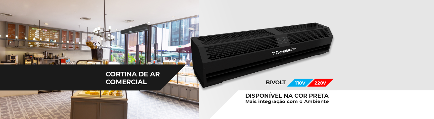Cortinas de ar comercial preta tecnolatina