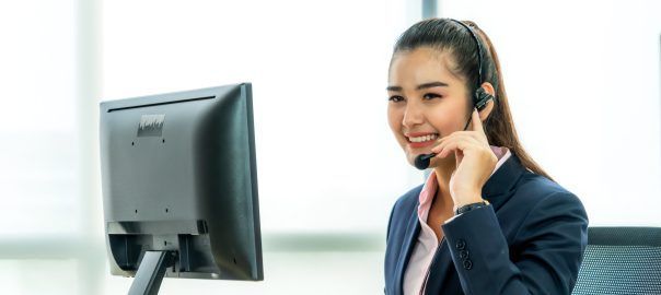 An image of a virtual office assistant taking a call