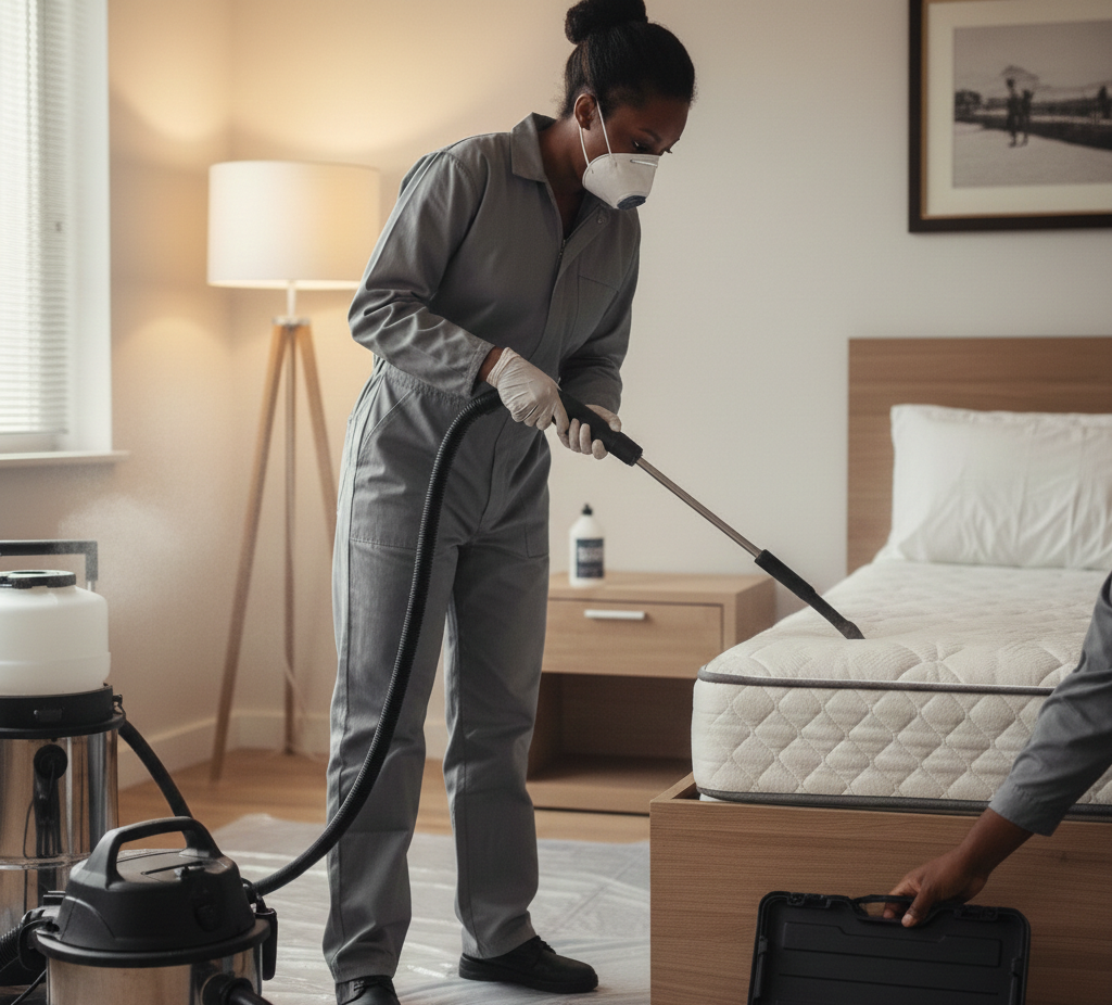 A man wearing a mask and gloves is holding a mouse in a cage.
