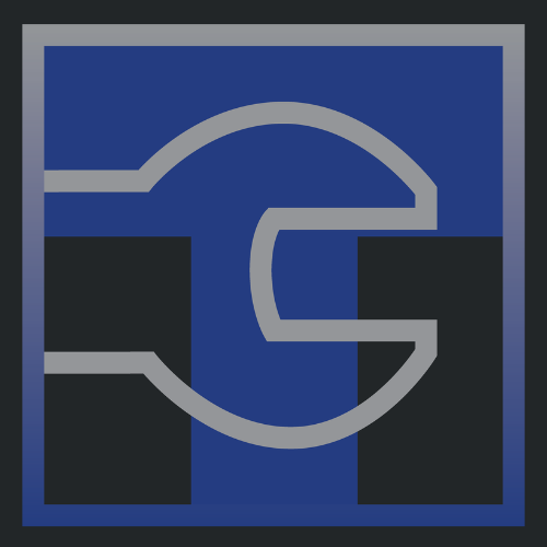 Blue square with gray outline of a letter T and a wrench, against a dark gray background.