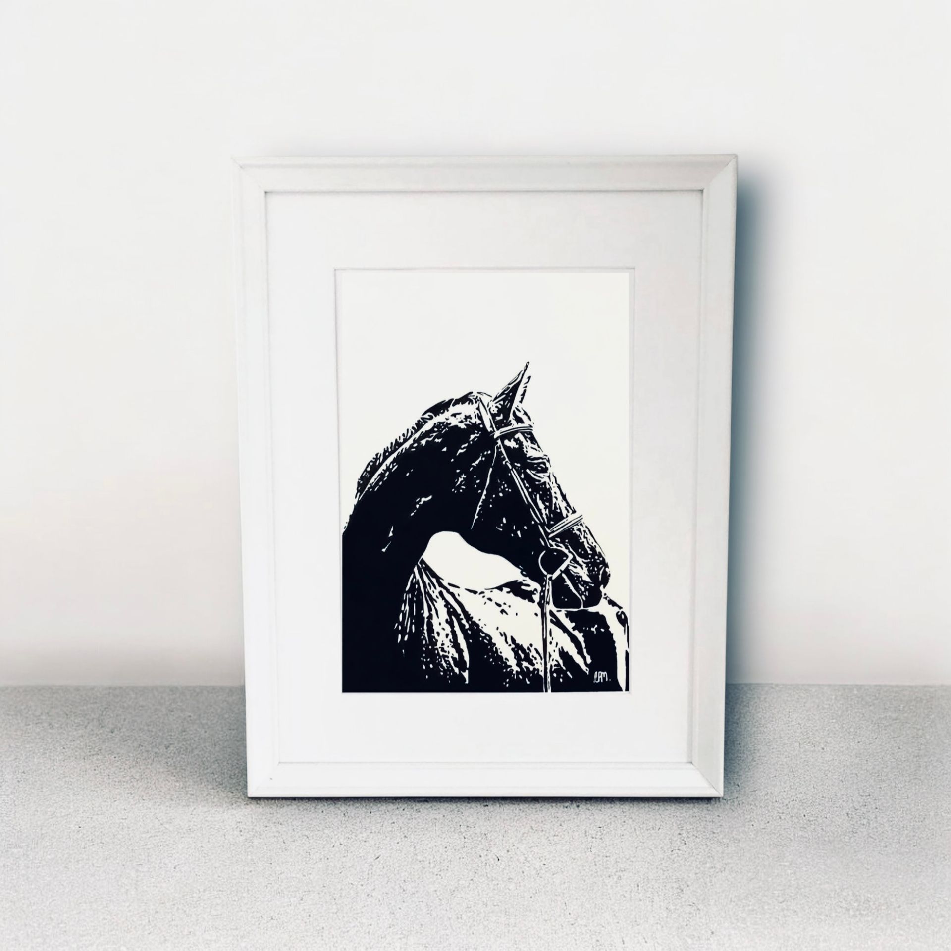A4 Black Horse with Bridal