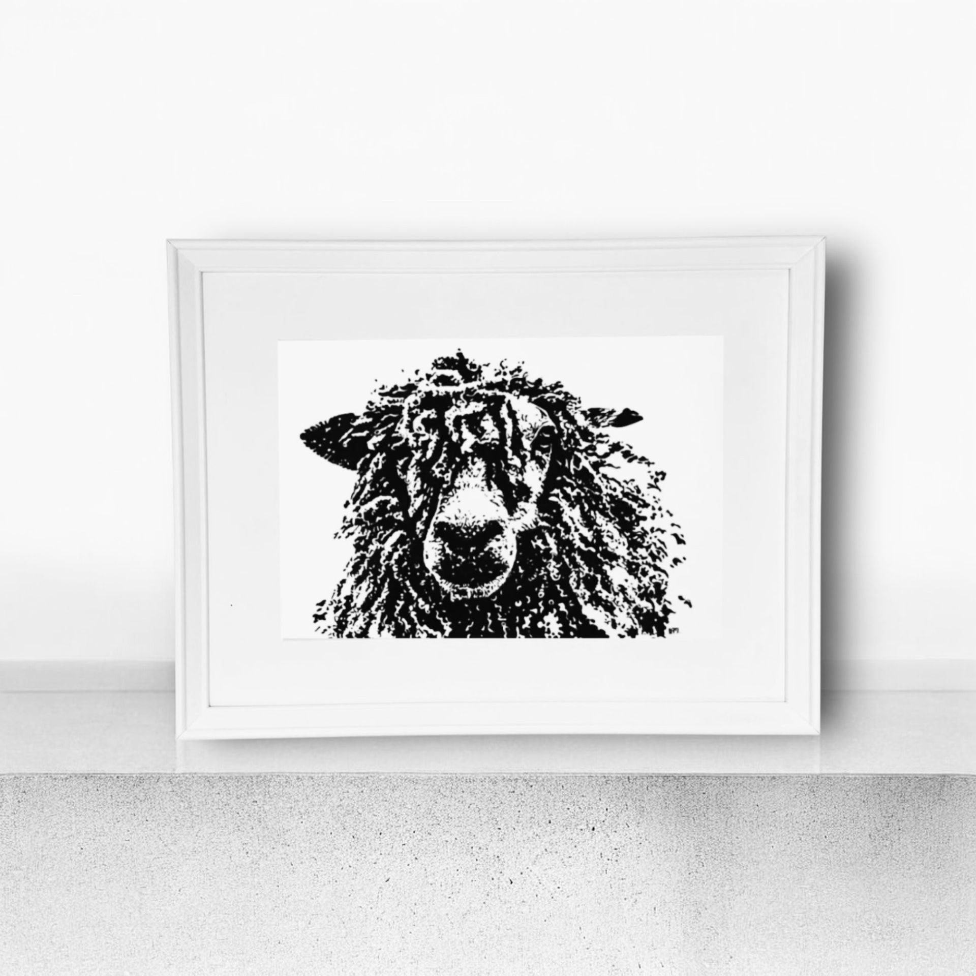 A3 Woolly Sheep Head