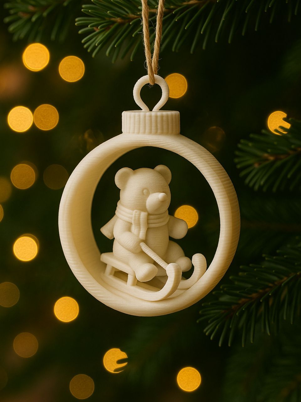 The Little Sled Bear - Christmas Tree Ornament