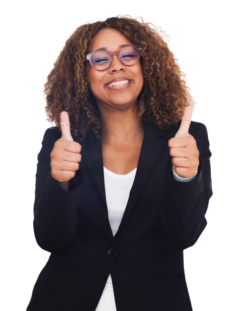 A Woman Wearing a Black Suit Smiles While Giving a Thumbs Up — Boca Raton, FL  — Smart Carpet and Tile