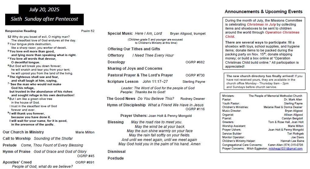 A pamphlet for a church on june 17th 2009