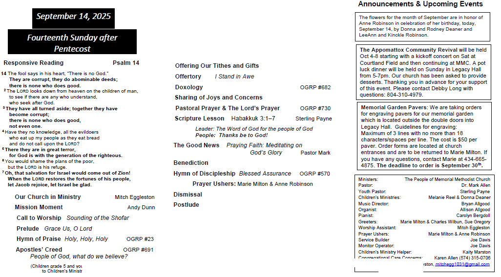 A pamphlet for a church on june 17th 2009