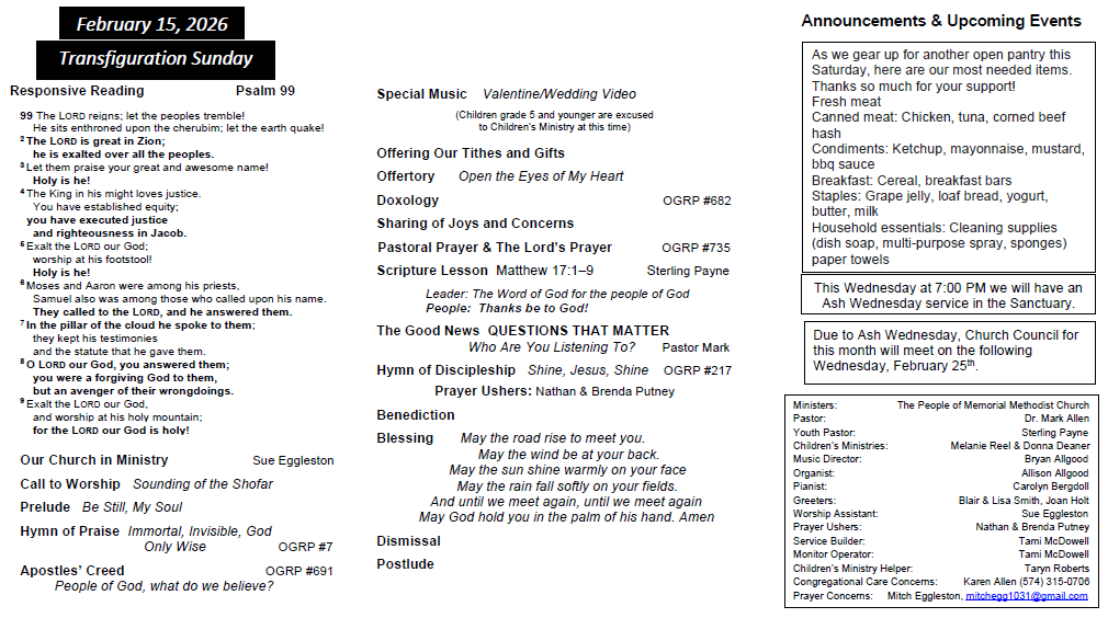 A pamphlet for a church on june 17th 2009