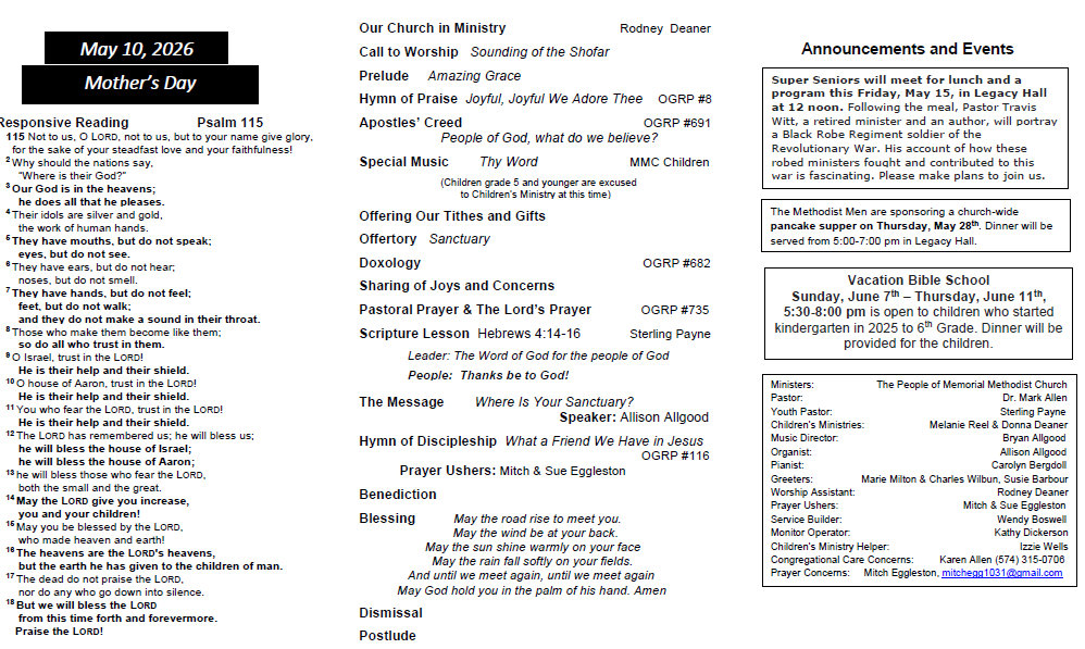 A pamphlet for a church on june 17th 2009