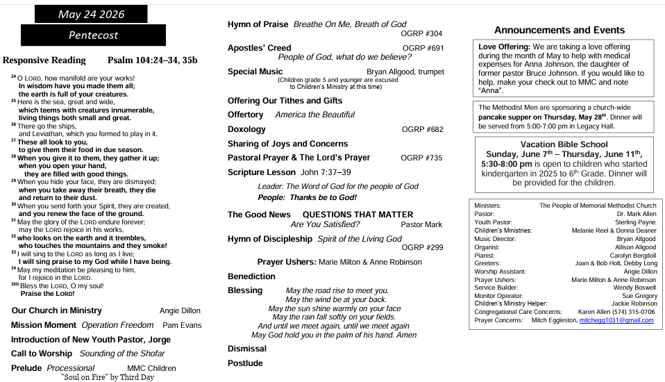 A pamphlet for a church on june 17th 2009