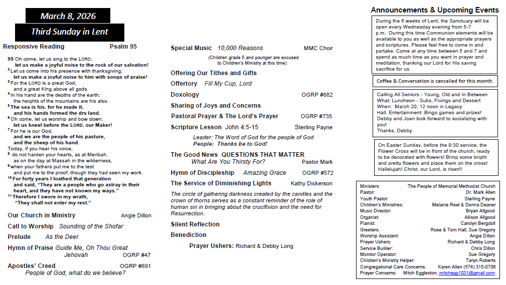 A pamphlet for a church on june 17th 2009