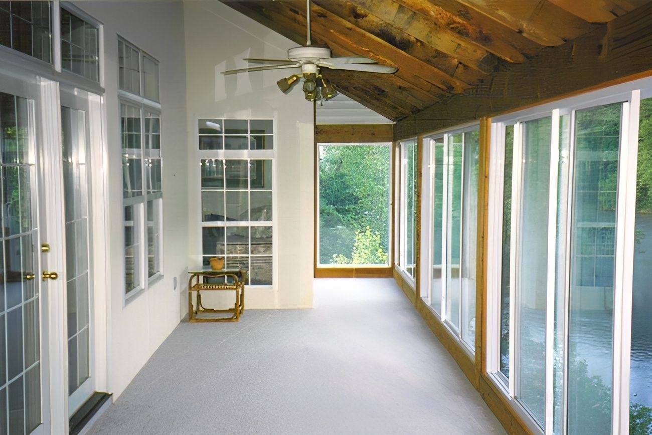 Sunroom with full glass doors