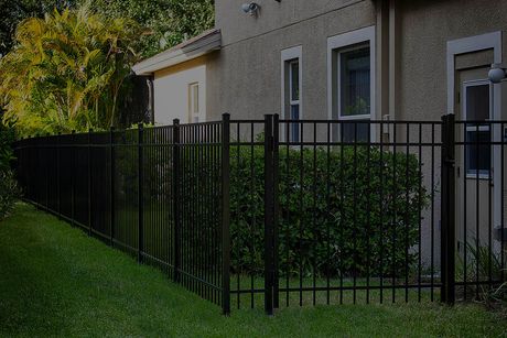 Aluminium tubular corner fence in black powder coat colour