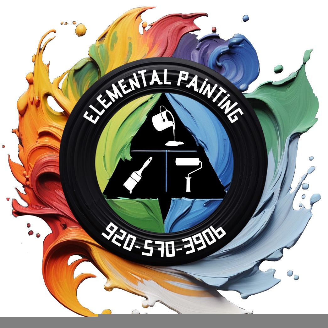 A logo for elemental painting with a rainbow of colors