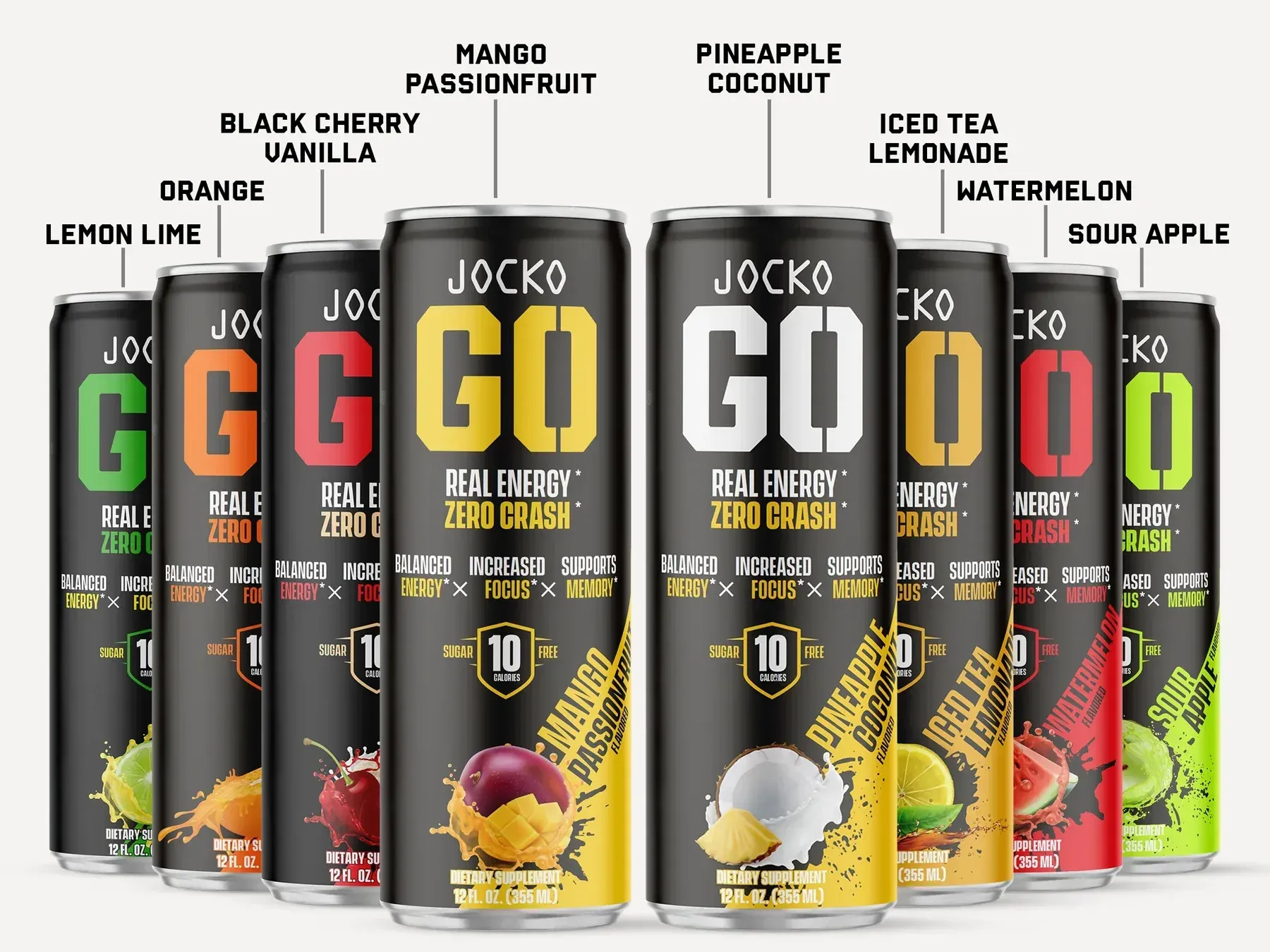 image of an array of Jocko energy drink flavors