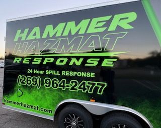 A trailer that says hammer hazmat response on it