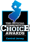 Logo for The Official Community's Choice Awards in Central Jersey, featuring a blue outline of New Jersey with a star.