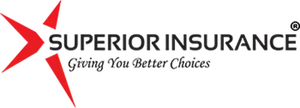 Superior Insurance logo with a red starburst icon and tagline: 