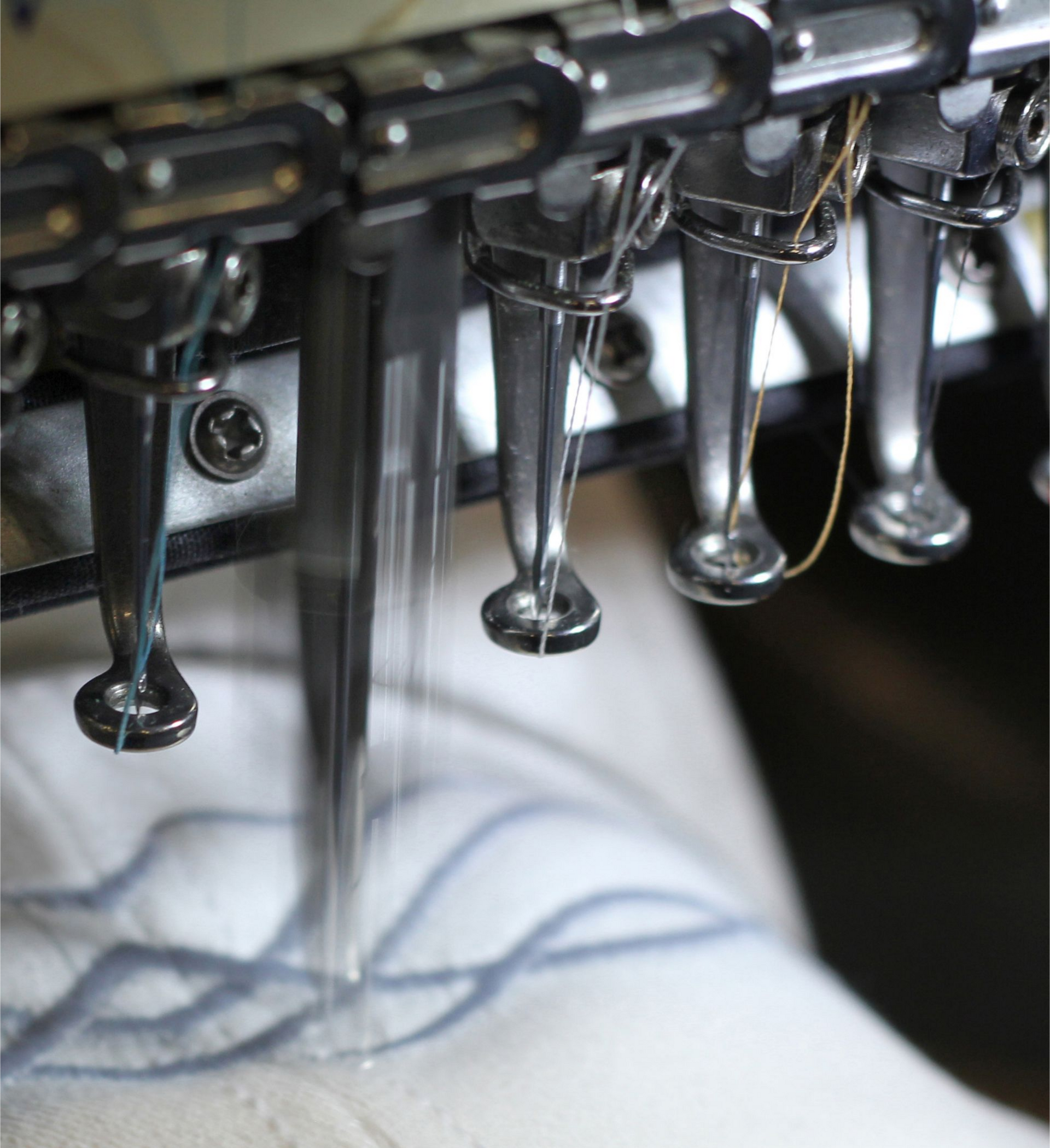 Close-up of embroidery machine stitching a baseball cap. Close-up of embroidery machine stitching a baseball cap.