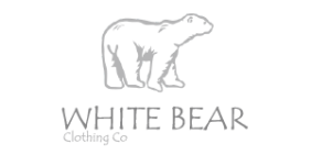 A white bear clothing company logo with a polar bear on it