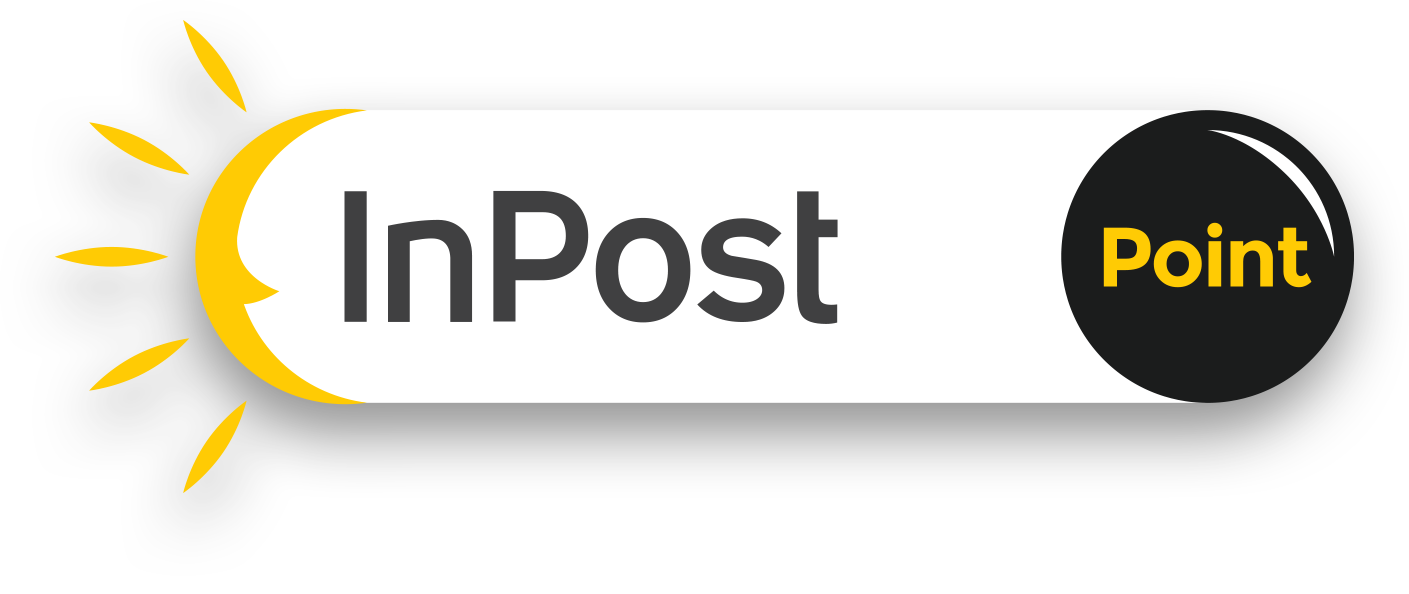 Un logo per inpost point con un sole sullo sfondo.
